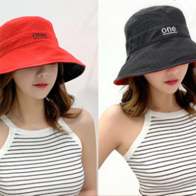 Sommer Baumwolle Outdoor Angeln Cap Casual Panama Eimer Kappe Sonnenschutz Sonnenkappe doppelseitige Brief Stickerei Fischer Hut für Frauen
