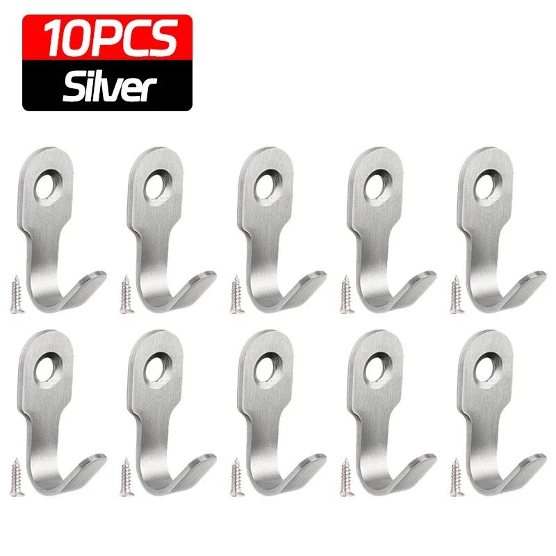 120Pcs Mini Stainless Steel J-Shaped Hook With Screw Items Key Rack Wall Punching Hook Kitchen Accessories Bathroom Hardware