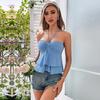 2024 Spring/Summer European & American Women's Ruffle Strapless Halter Crop Top