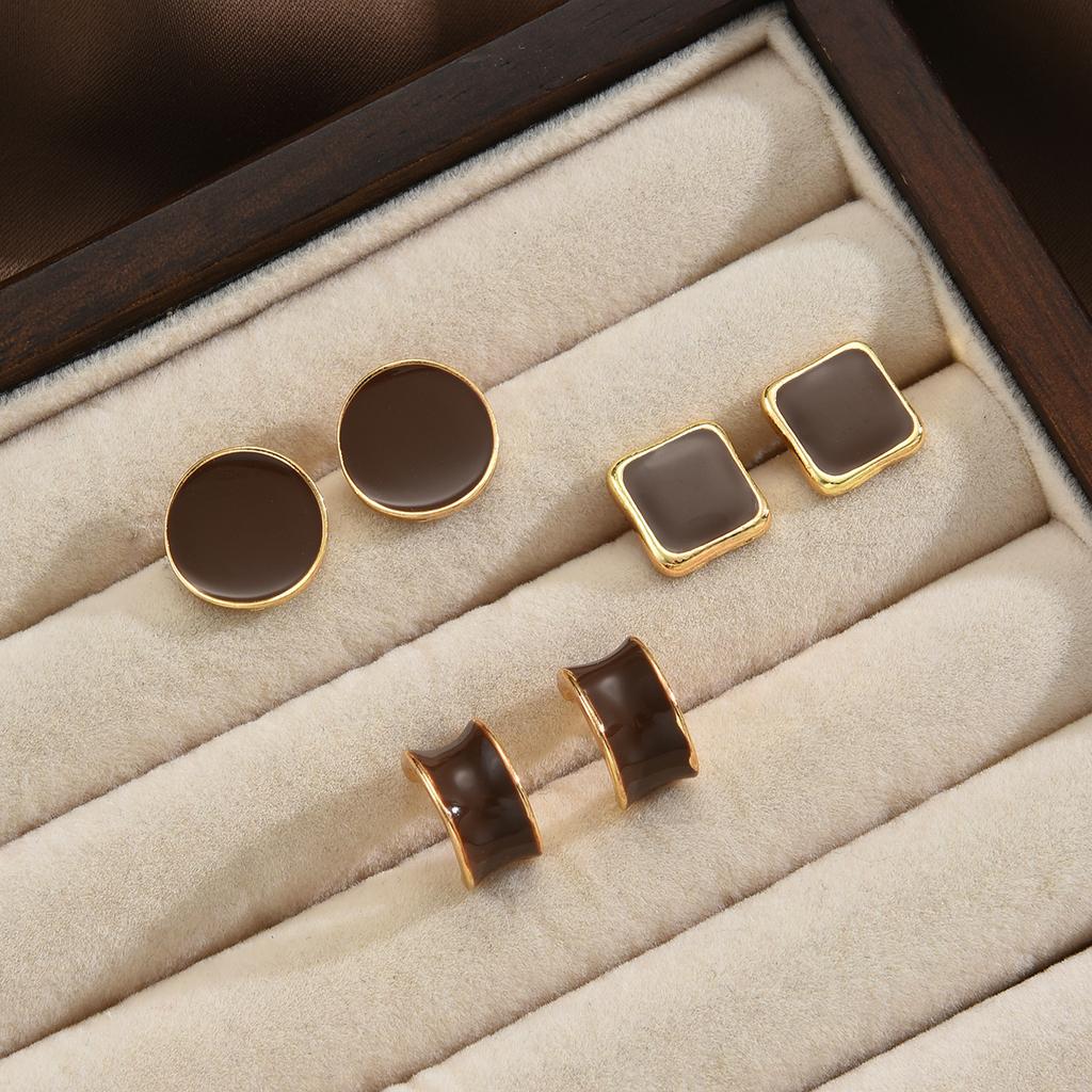 6 Pcs Vintage Brown Resin Earring Set For Women Fashion Simple Maillard C-shaped Irregular Earring Daily Party Jewelry Gift 2026