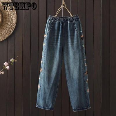 Damen Wide Leg Jeans Damen High Waist und Figurformend Winter Verdickte Gerade Bein Hose