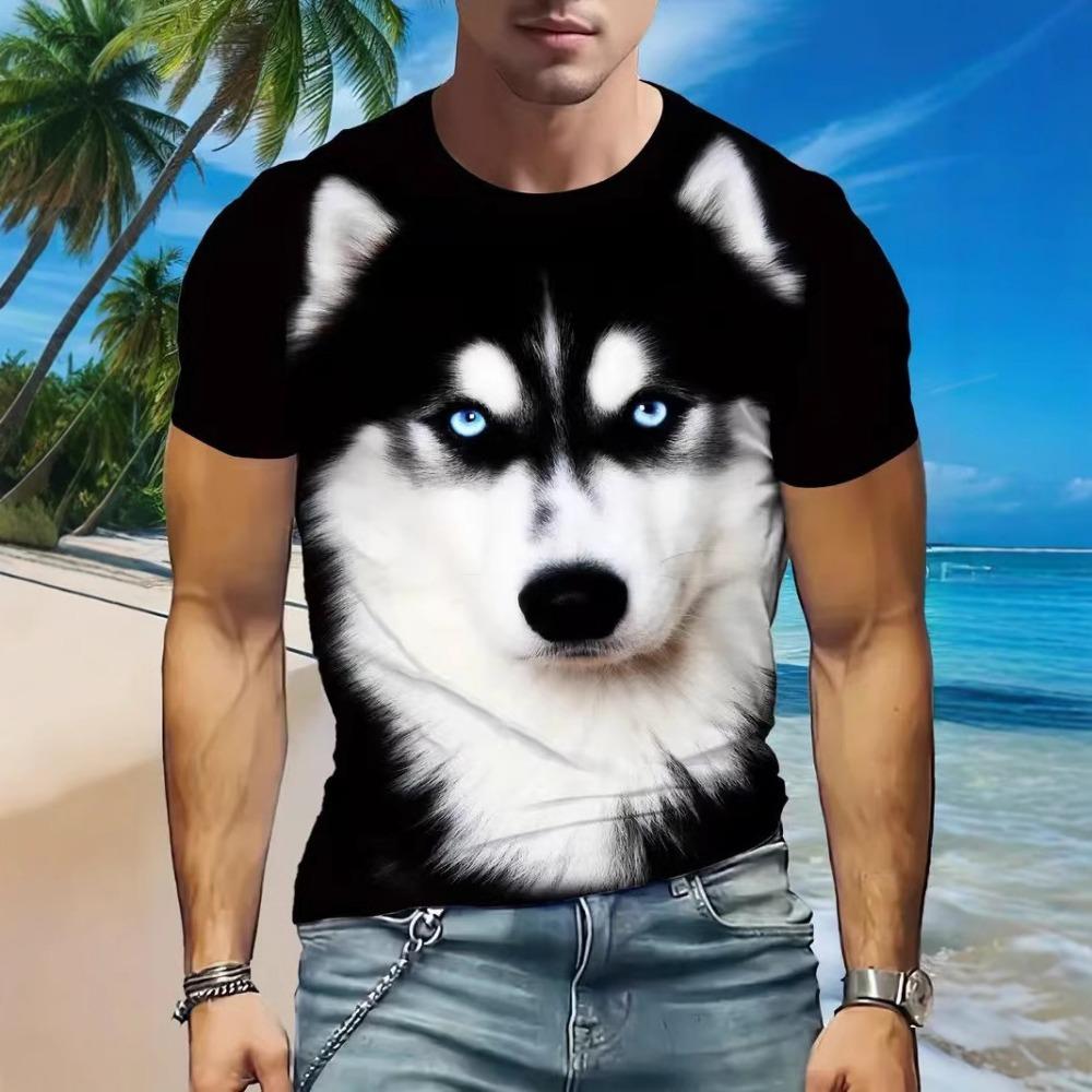 Fun Cartoon Groundhog 3D Digital Printed Men's Summer Loose Short Sleeved Round Neck T-shirt