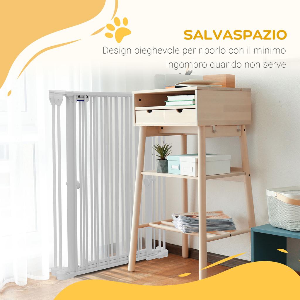 3-Panel Medium Dog Gate with Double Locking System, 206x90cm, White