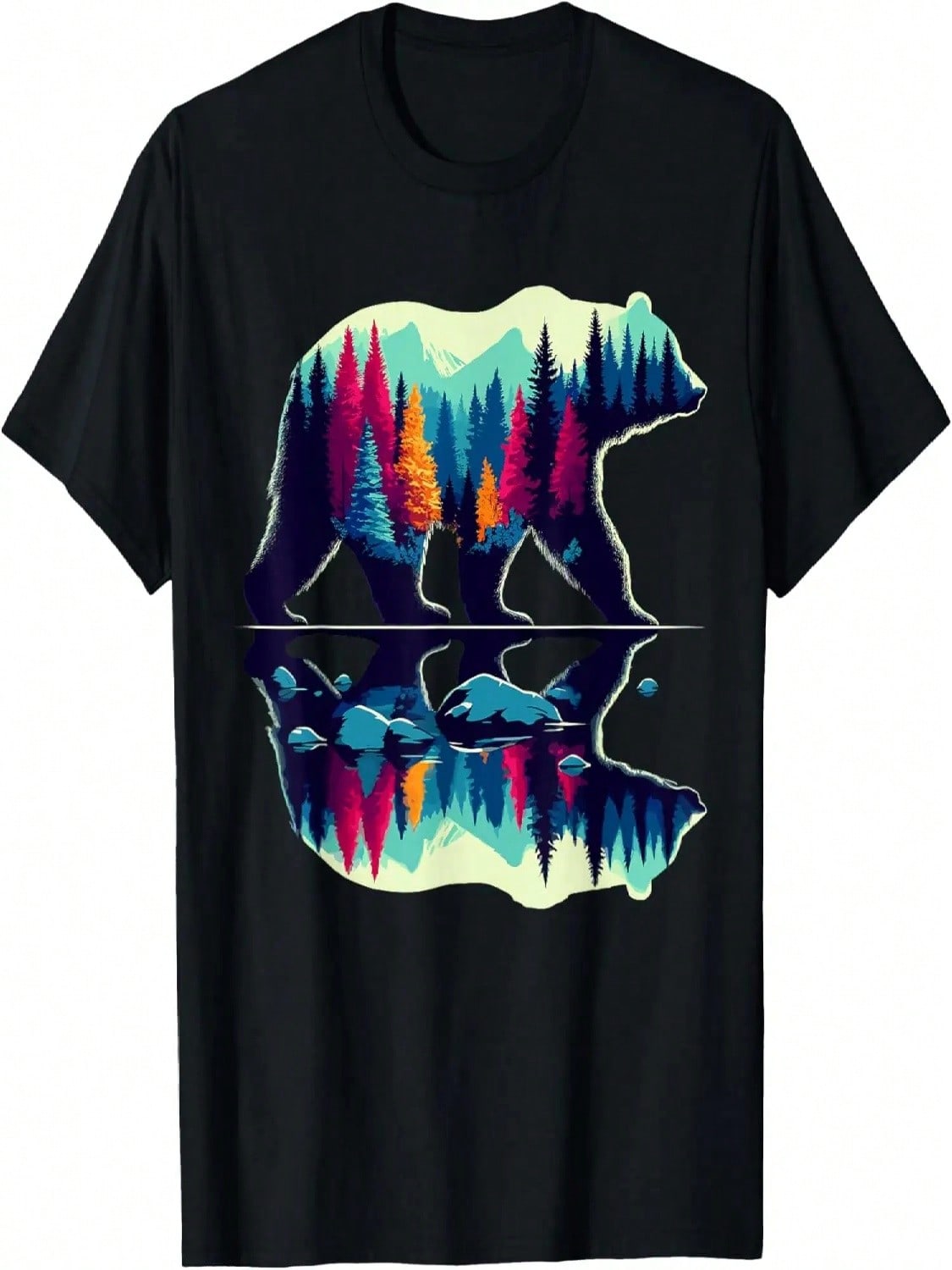 Trees Reflection Wildlife Nature Bear Outdoor Forest T-Shirt S