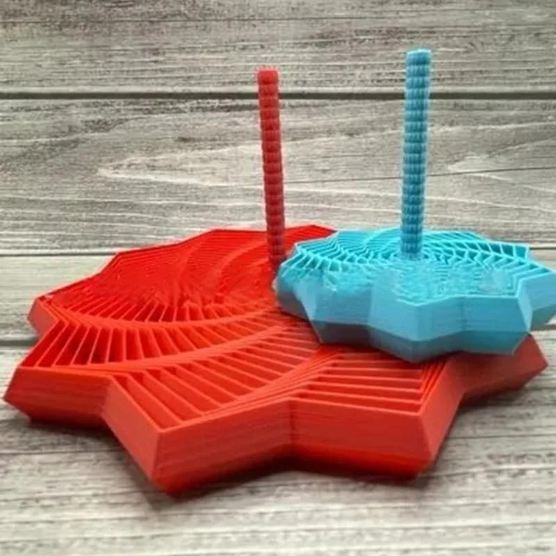 3D Printed Spiral Anti-Anxiety and Stress Relief Toy PLA Expanded Sensory Fidget Star with Handles Fractal Fidget Whirling