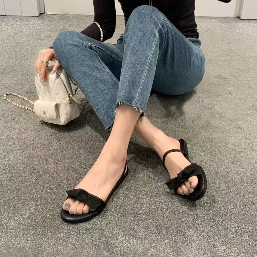 Flat-bottomed bow sandals fairy shoes, new versatile and not tired sandals