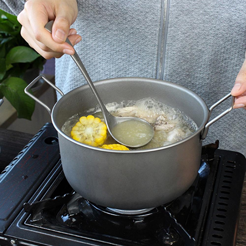 TOMSHOO Pure Titanium Long Handle Soup Spoon Outdoor Camping Household