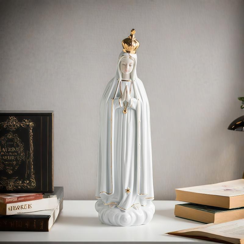 Our Lady of Fatima Ceramic Statue - Sacred Artifacts Home Decor Family Rose Church Holy Ornament