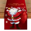 Linen Christmas Table Flag with Snowman & Santa Prints - Festive Table Mat Decorations