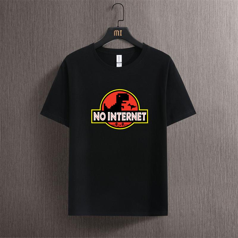 Cartoon Dinosaur tee shirt Printed No internet T shirt men dino tshirt funny Harajuku Tops Jurassic offline park Women's t-shirt