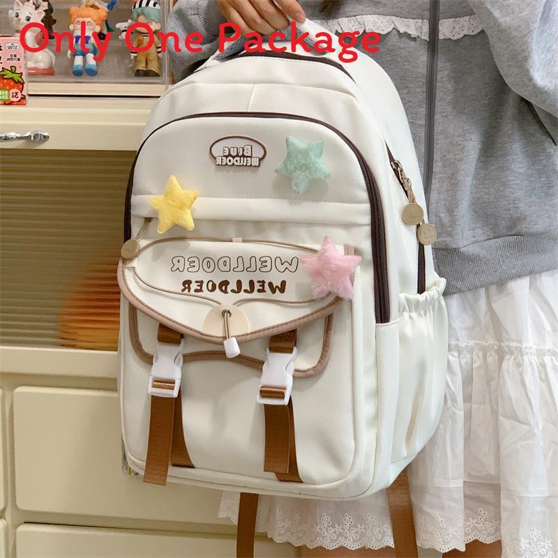 

Dopamine Backpack For Middle School Girls With Nylon And Multicompartments For School Use коричневий