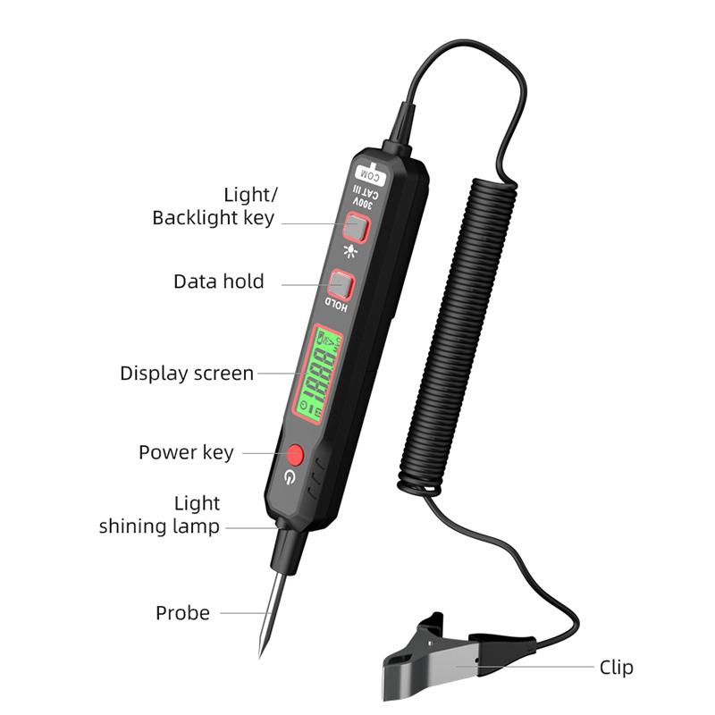 HT86A DC Voltage Detector Car Automobile Fault Maintenance Circuit Test Pen Digital Backlight Car Fuse Diagnostic Probe Test Pen
