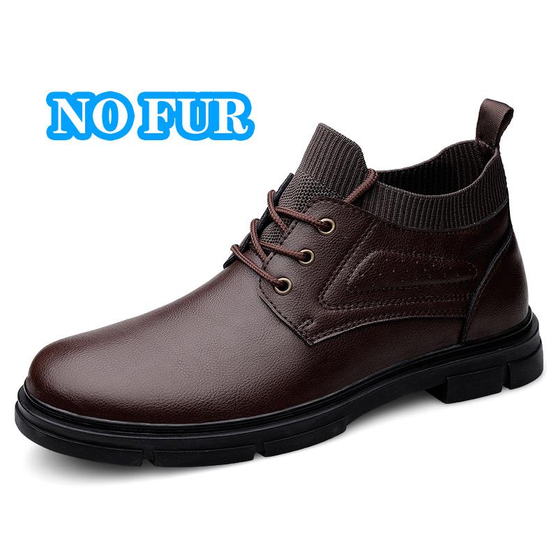 Fashion Genuine Leather Boots New Fashion Men's Motorcycle Boats Comfortable Sports Ankle Boots Male Winter Plush Snow Footwear Sneakers