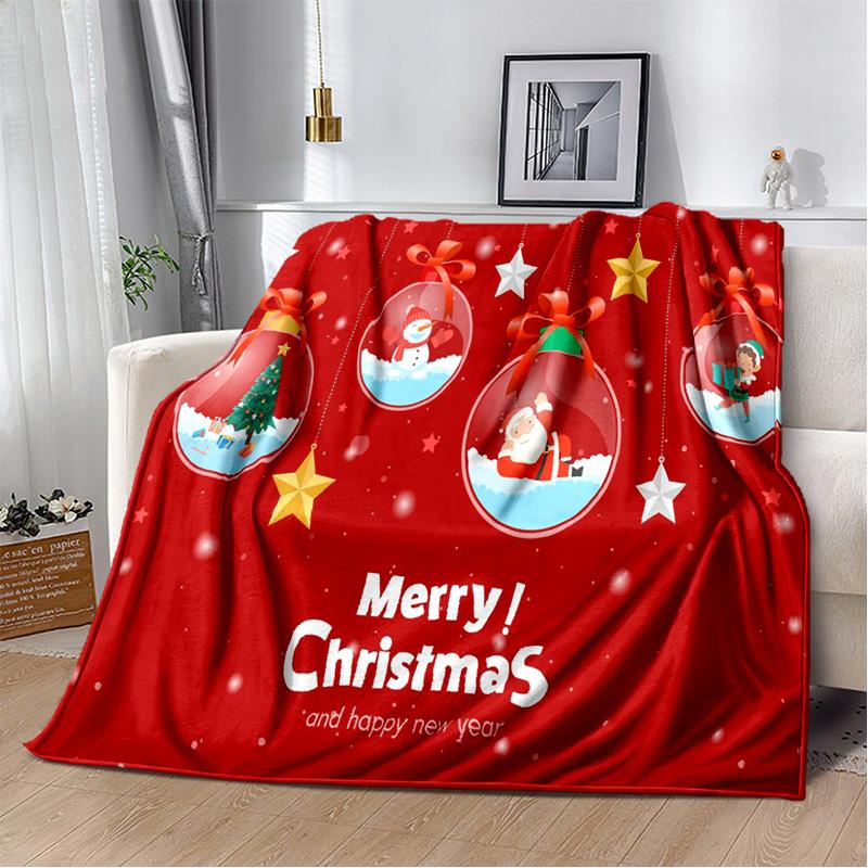 Cartoon Santa Claus Merry Christmas Tree Kid Gift  Soft Plush Blanket,Flannel Blanket Throw Blanket for Living Room Bedroom Sofa