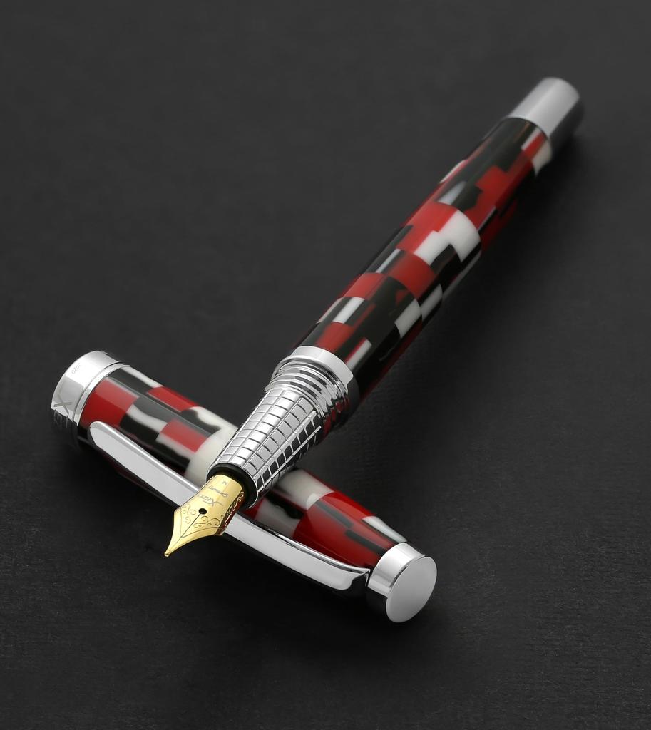Xezo Urbanite II Trek Red Retro-Style Medium-Nib Fountain Pen. No Two Are Exactly Alike.