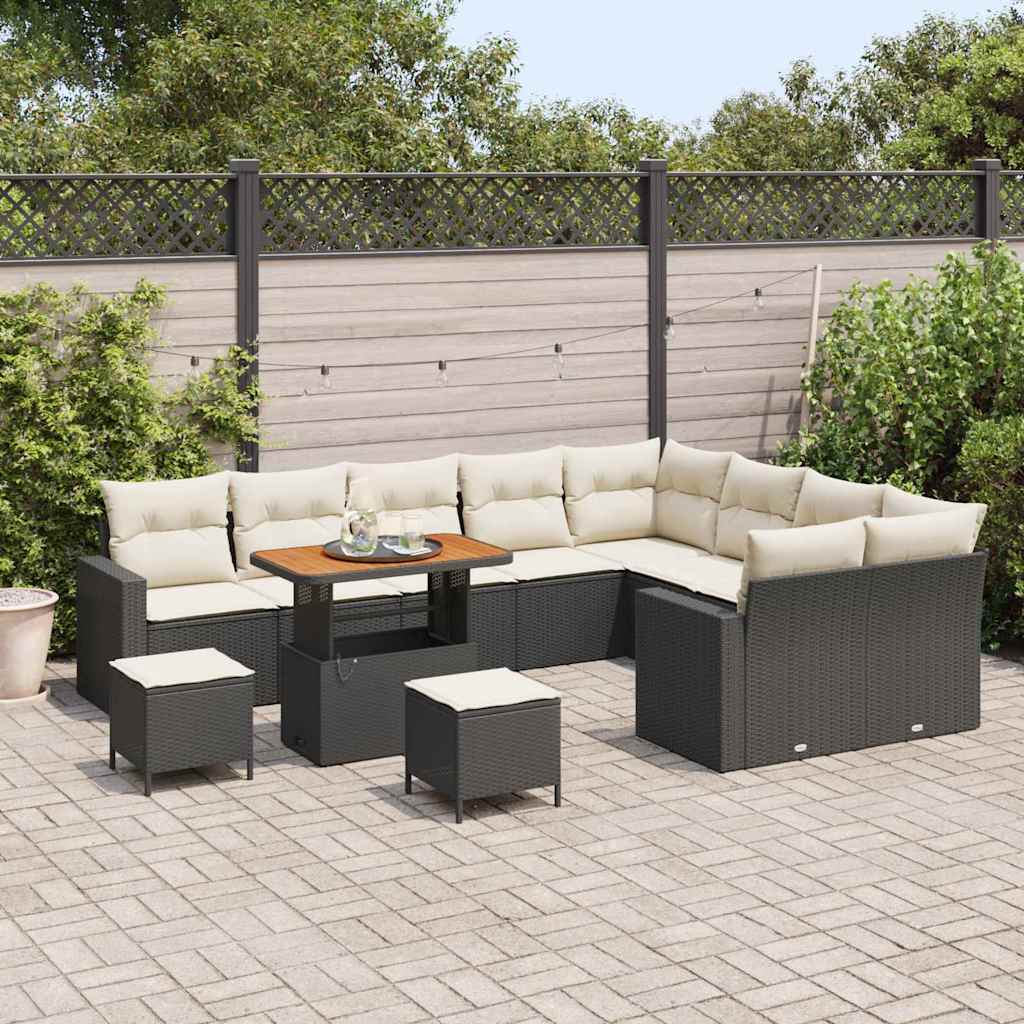 Garden Sofa Set 12 pcs Black Poly Rattan