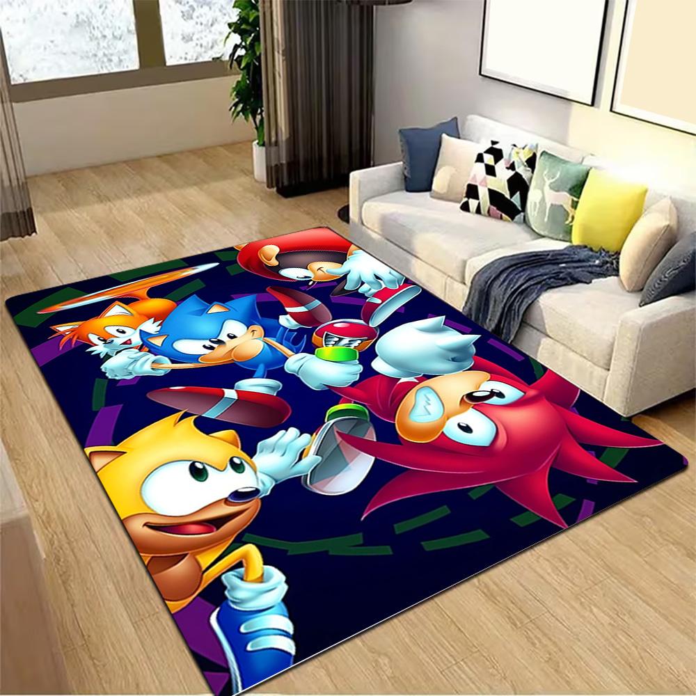 Sonic The Hedgehog Art Print Decoration,Carpet,Living Room,Bedroom, Non-slip,Square rug