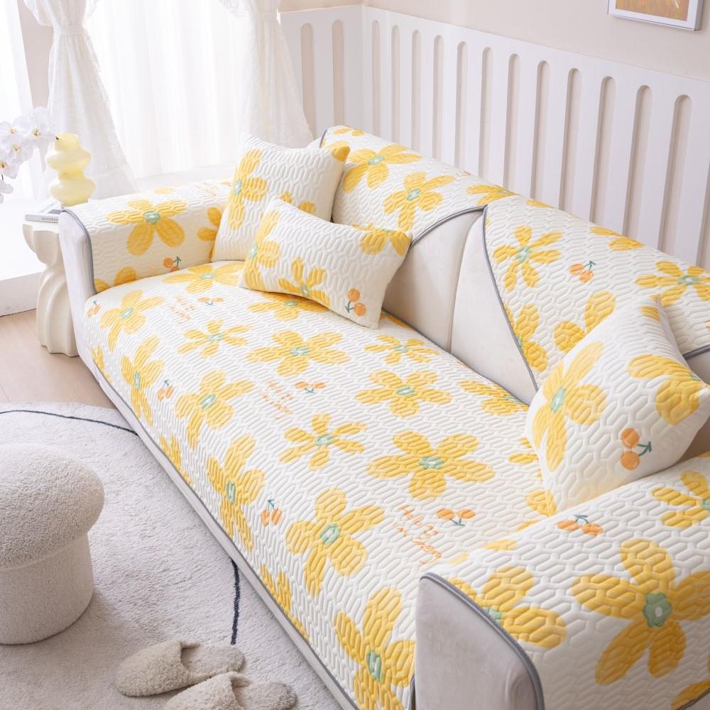 Living Room Anti-slip Couch Sofa Cover Summer Nordic Latex Flower Print Sofa Cushion Cover Slipcover Funda