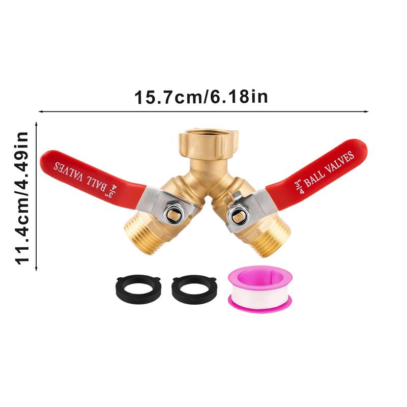Garden Hose Splitter 2 Way Heavy Duty Hose Connector Tap Splitter With Valves Brass Irrigation Faucet For Outdoor Greenhouse RV