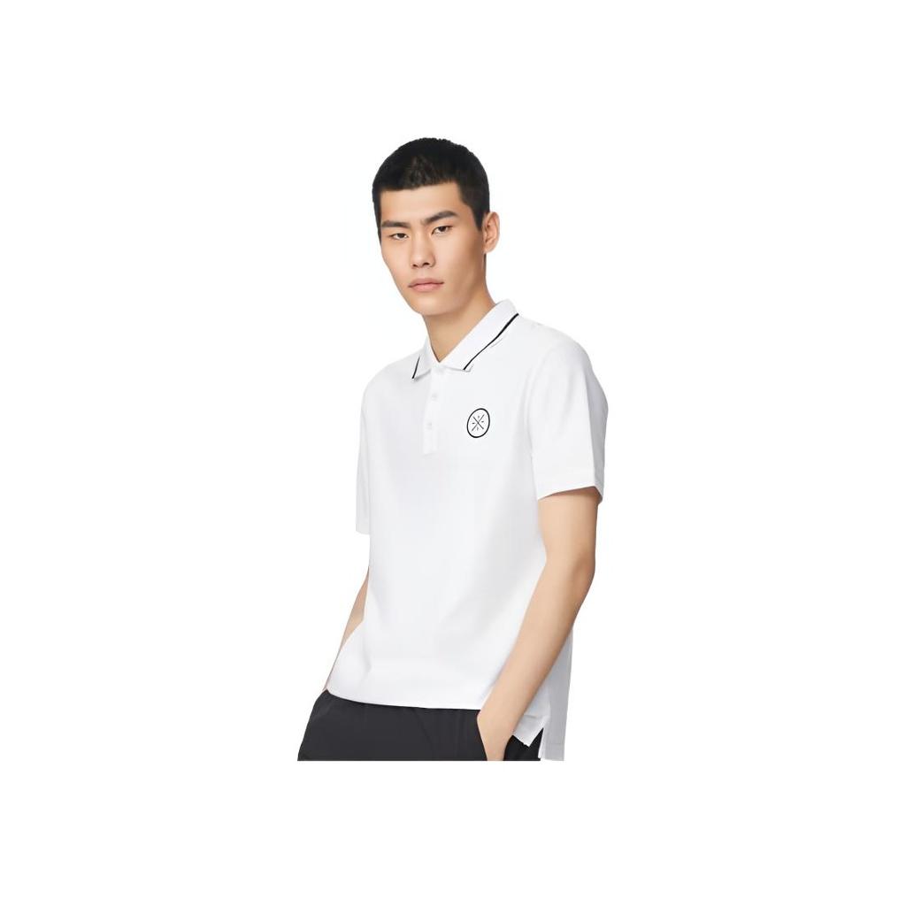 Li-Ning Polo de Color Sólido Serie Wade con Logotipo Tops para Hombre Blanco APLS091-2