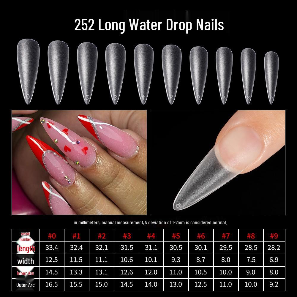 500-Piece Box of Long Matte Seamless Wearable Ballet Nail Tips