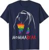 Vintage Rainbow Mama Bear Hug Love Support Parent Pride LGBT T-Shirt Four Seasons Daily Casual Cotton Tees Oversized T Shirt