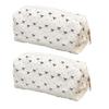 Portable Desk Organizer With Bows Accent Spacious Large Capacity Storage Bag Polyester Double Zippers Pencil Case
