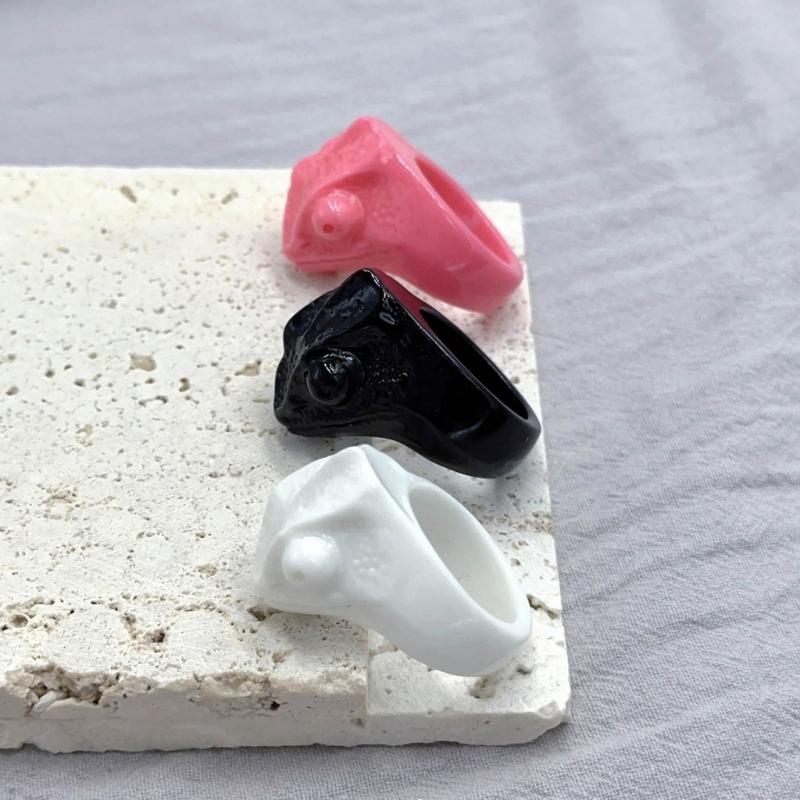 Mode Bunte Bonbonfarbe Fingerring Tier Eidechsenmuster Harzring Persönlichkeitsschmuck Für Unisex Accessoire Geschenk