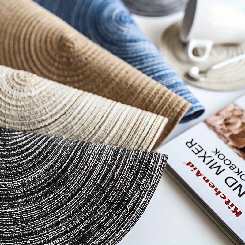 1/12pcs Round Braided Placemats 15inch Washable Table Mat with Heat Insulation Coaster for Dinner Gathering Party Kitchen-Table