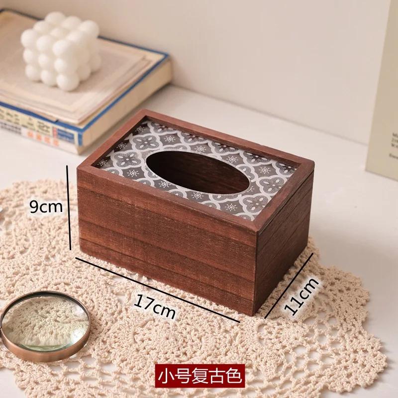 Solid Wood Chinese Retro Tissue Box Creative Living Room Paper Box Home Dining Table Restaurant Coffee Table Storage Napkin Case