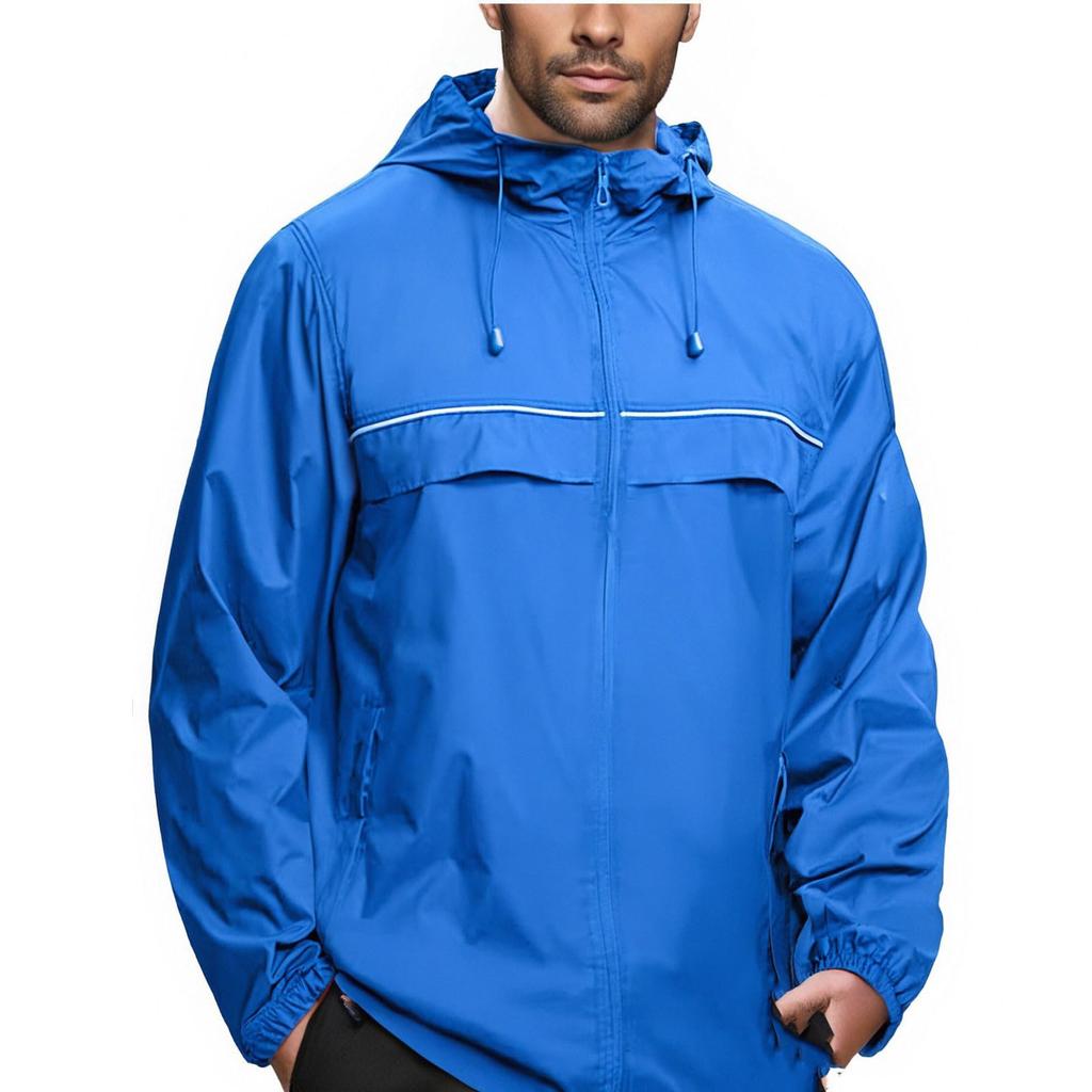 Men Waterproof Windbreaker, Lightweight Hooded Raincoat For Daily Casual