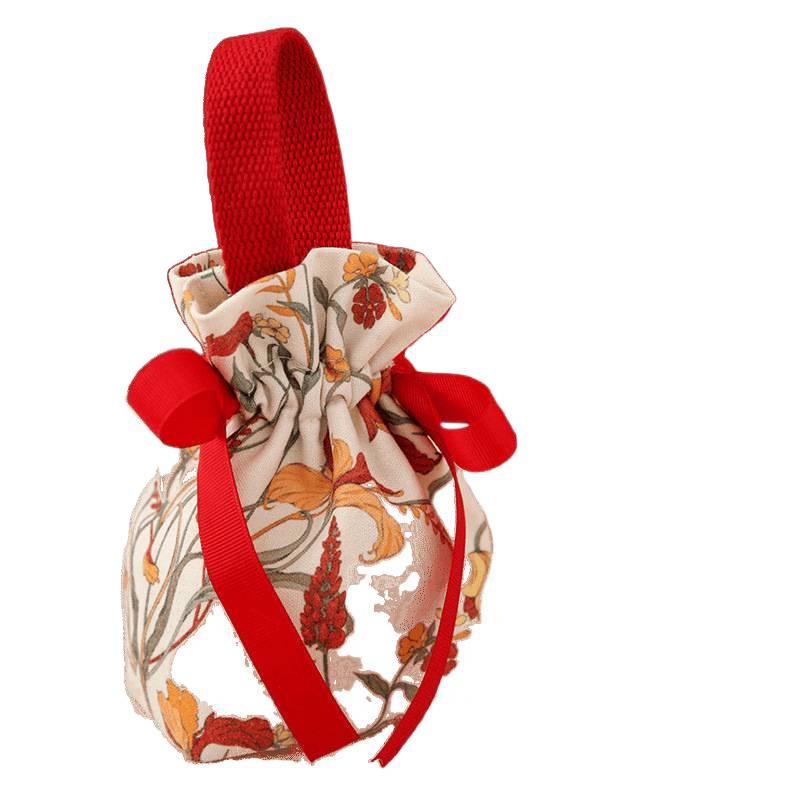 Tulip Canvas Wedding Favor Box & Drawstring Bag Set