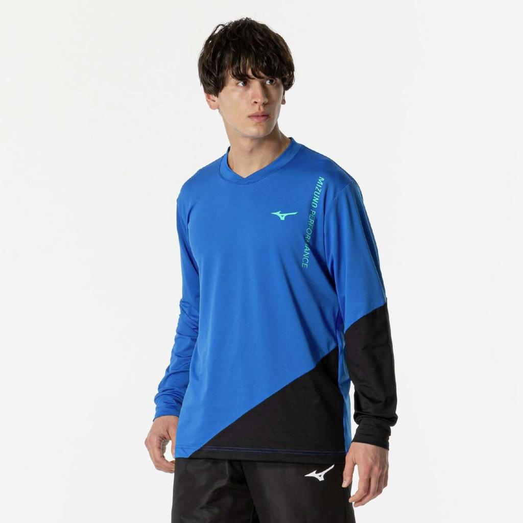 Mizuno Tennis Light Easy To Move Blue X Black Sweatshirt, 62MCB511, Moisture-Wicking, Quick-Drying, In,