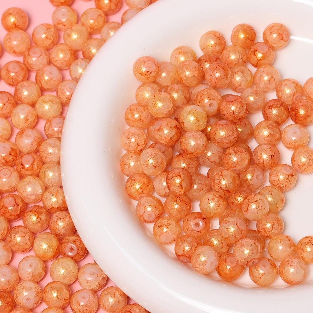 Yori 40pcs 10mm Imitation Crack Glass Beads Round Loose Spacer Beads for Jewelry Making DIY Bracelets Phone Chain Accessories