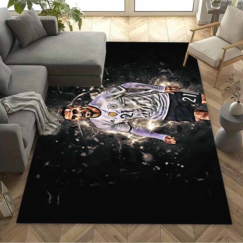 Dynamic Soccer Player Pose Floor Rug Office Rug Perfect for Hallway Dormitory Bedrooms Living Rooms Anti-slip Rug Office home decor Spiritual Gift