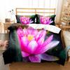 Lotus Flower Duvet Cover Set Lotus Leaf Pattern Polyester Quilt Cover King Full Size For Kids Teens Bedding Set With Pillowcase