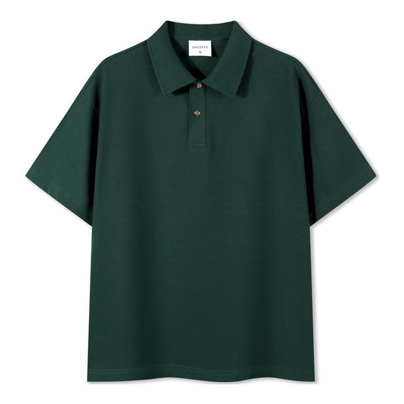 

Персонализированная мужская однотонная рубашка-поло 240 г с лацканами, свободная, с короткими рукавами 3XL темно-зеленого