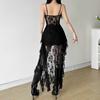 European and American Style Summer New Women's Clothing Solid Color Slim Fit High Waist Fashion Suspender Backless Lace Dress
