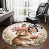 1PC Floral Bunny Non-Slip Floor Round carpet, Office, family, bedroom, Large Area Rug Indoor Rugs,  Durable Polyester-L0413