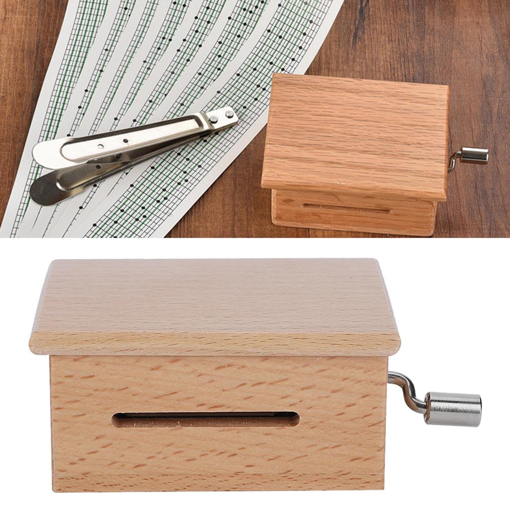 15 Note HandCranked Wooden Music Box with 7Pcs Blank Paper Tape and Hole Puncher DIY Music Box Parts