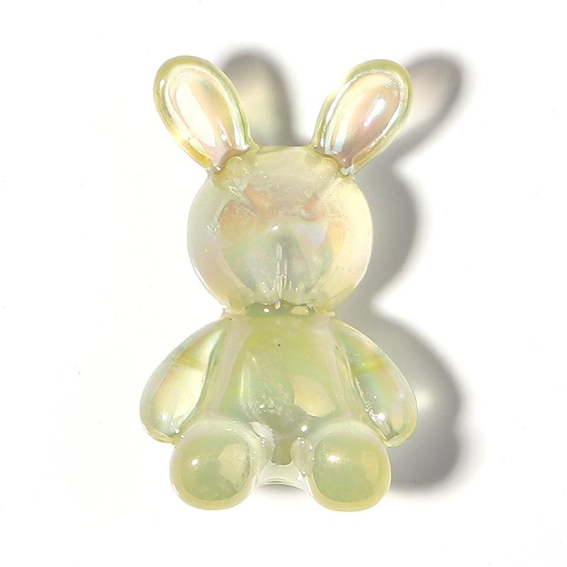 10Pcs Plated Color Acrylic Beads Cartoon Cute Rabbit Violent Bear Bead For DIY Bracelet Phone Chain Keychain Jewelry Ornament