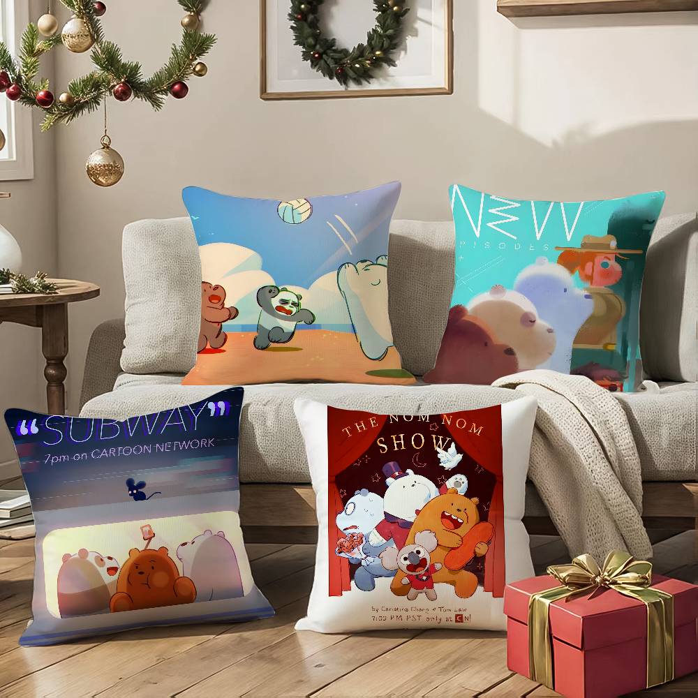 Cute Cartoon W-We Bare Bears-Children Pillow Case Comfort Sofa Bed Silky Elegant Invisible Zipper Decorative Cushion Cover