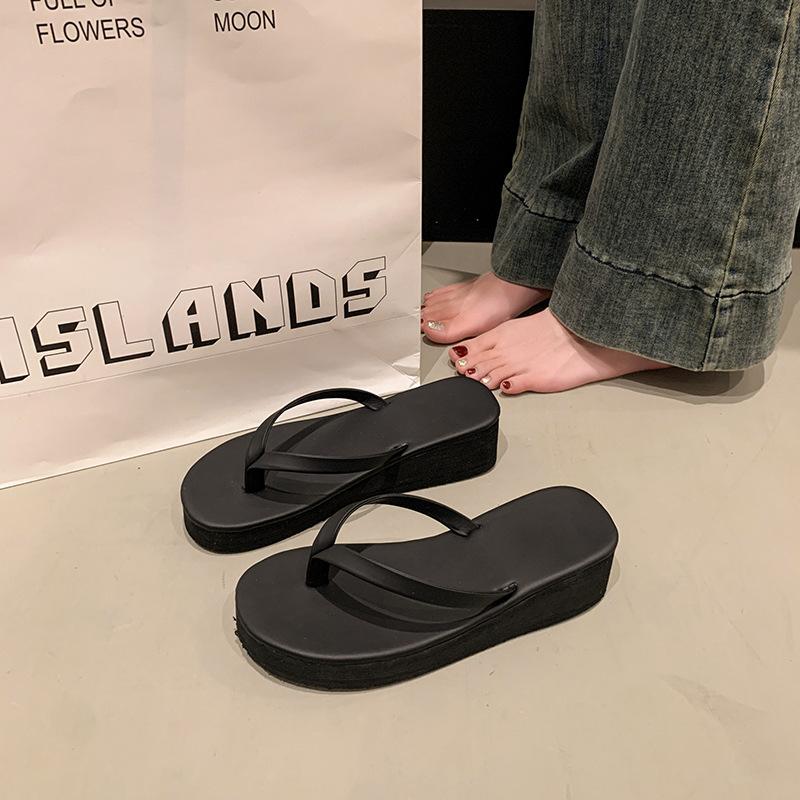 

Платформа в горошок верхній одяг шльопанці взуття жіночі 2025 літо новий похилий каблук повсякденні круті шльопанці 40 чорний