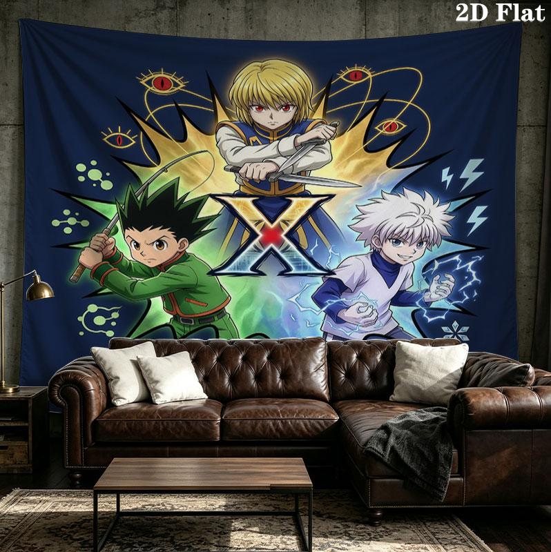 Arazzo da Parete Hunter X Hunter Appeso Estetico alla Parete Coperta in Tessuto Stampato Arazzi Decorativi per Camera da Letto Soggiorno Arredamento per la Casa