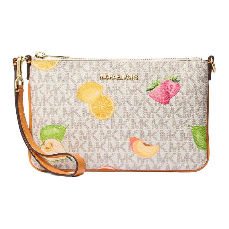 MICHAEL KORS Jet Set Travel Logo Coated Canvas Clutch Small Women s Multicolor коричневый