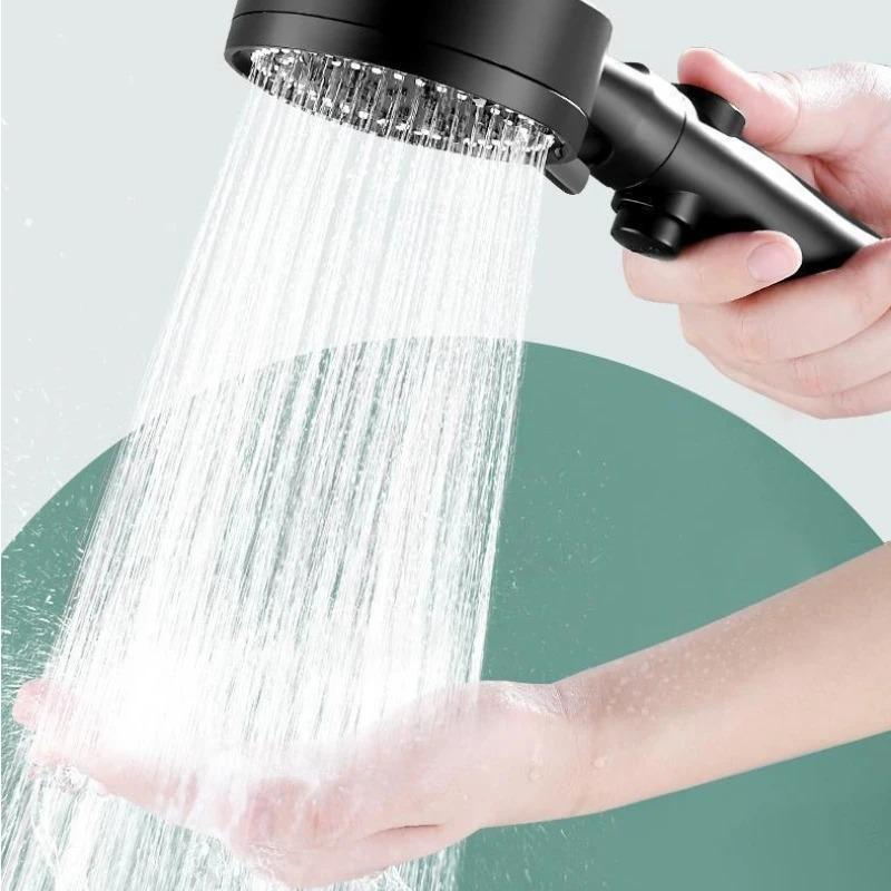 Handheld Shower Head Set Supercharged Third Gear Water Mode One Click Stop Button Wall Mounted for Bathroom
