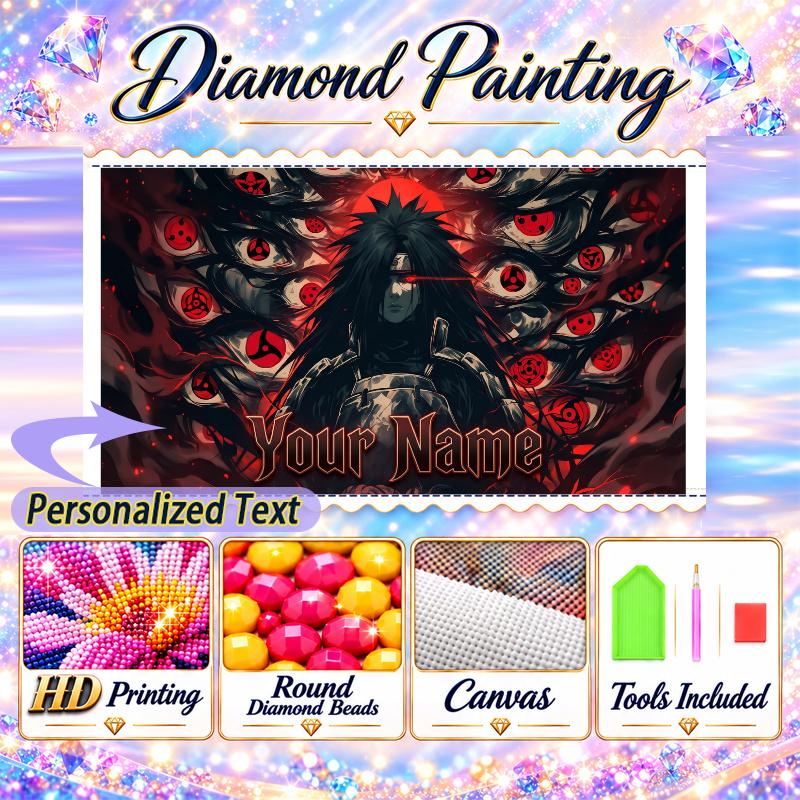 Personalized Madara Uchiha Diamond Art Custom Name 5D Diamond Painting Full Drill DIY Craft
