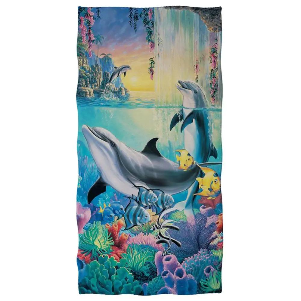 Ocean Animals Cotton Bath Towels 3D Dolphin Shark Turtle Whale Beach Towel Microfiber Home Textile Face Hair Hand Towel