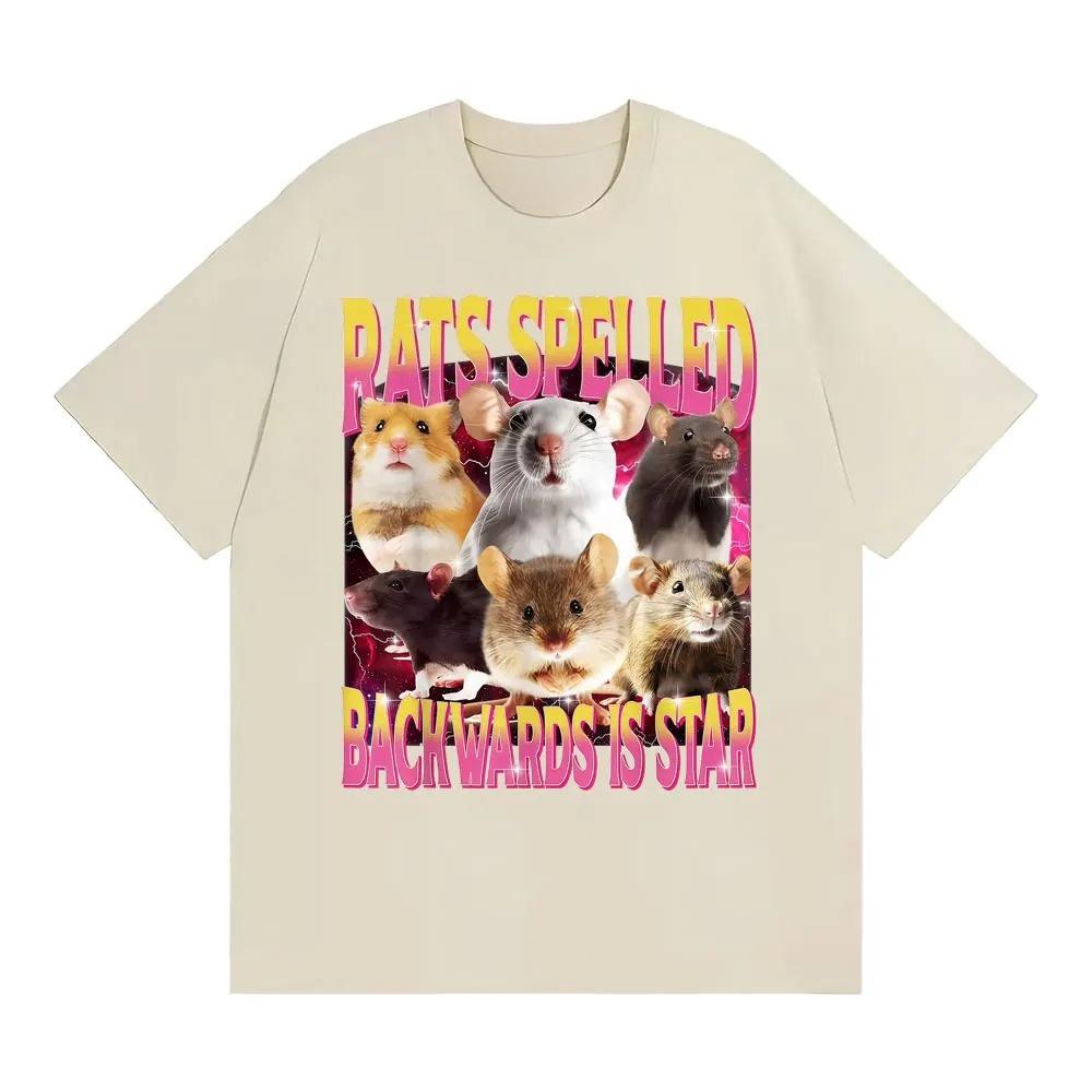 Rats Spelled Backwards Is Star Funny Rat Meme Print T Shirts Retro Humor Short Sleeve Tshirts Tops Fashion Clothing