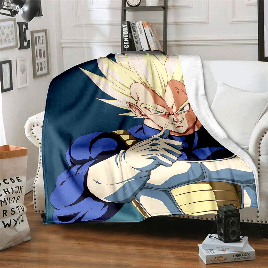 1PC Vegito Print Flannel Blanket, High quality All Seasons, Home Decor, Warmth and Comfort, Perfect for Christmas Gifts